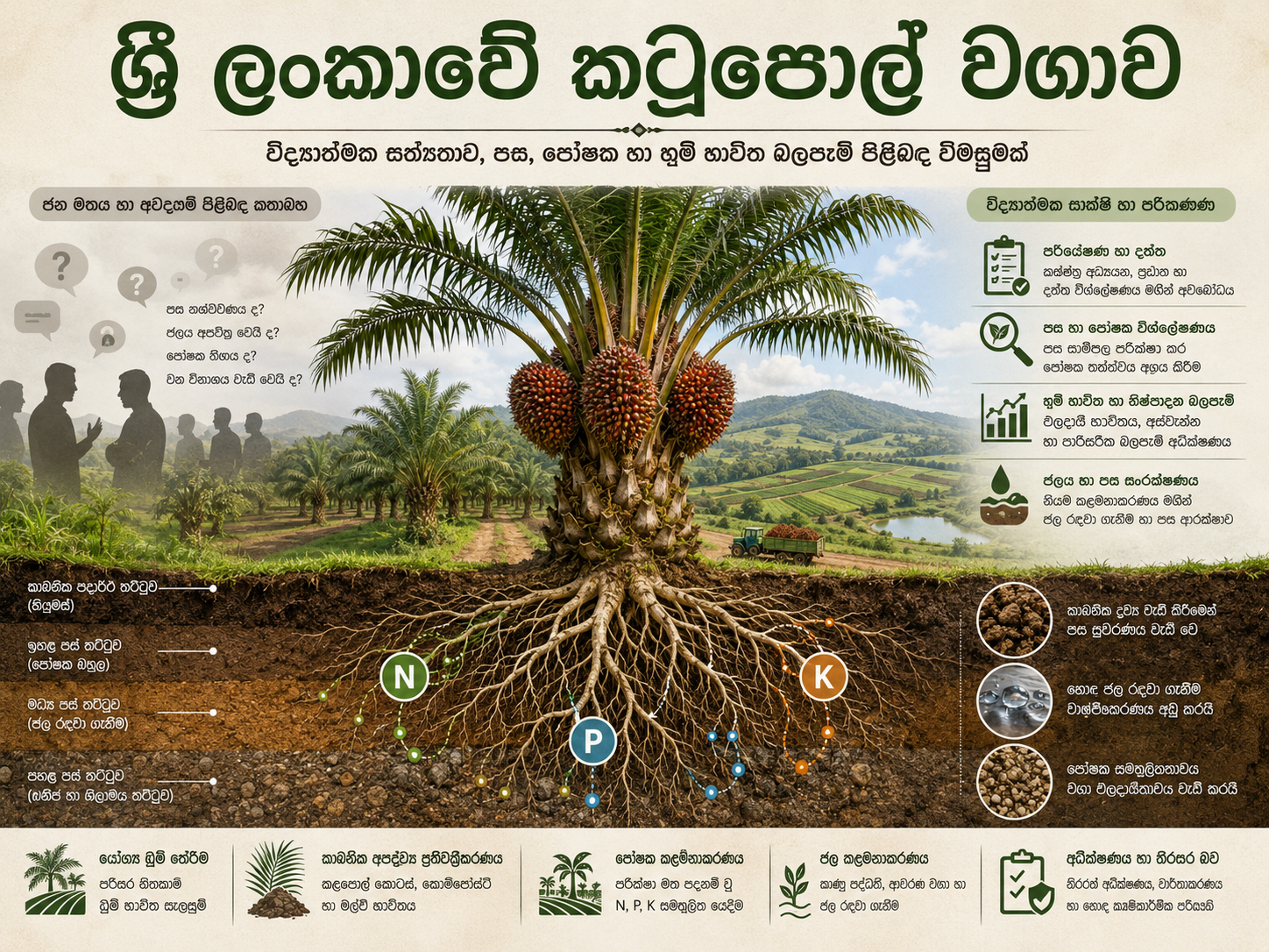 විද්‍යාත්මක සත්‍යතාව සහ මහජන මතය, ශ්‍රී ලංකාවේ කටුපොල් (ඔයිල් පාම්) වගාවේ පස, පෝෂක, හා භූමි භාවිත බලපෑම් පිලිබඳ විමසුමක්