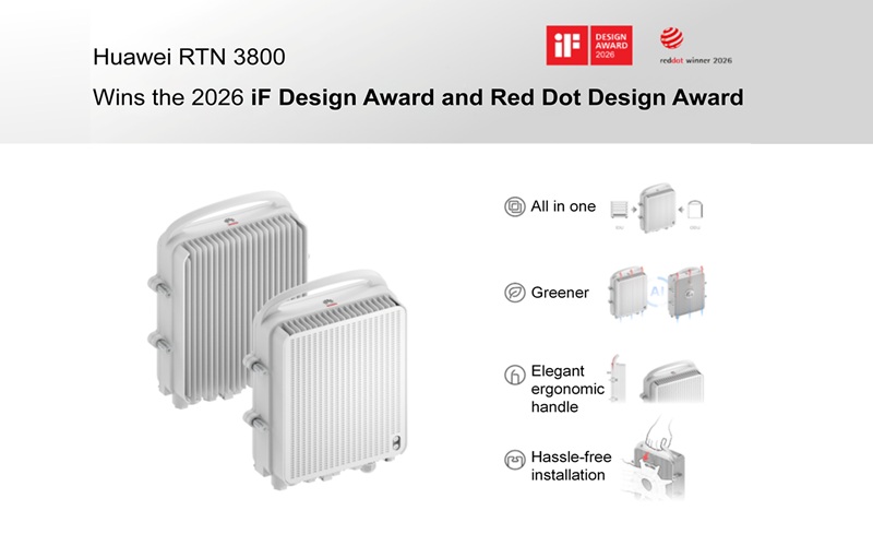 Huawei’s E-band Microwave RTN 3800 Wins 2026 iF Design Award and Red Dot Design Award